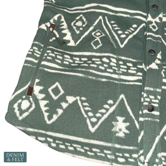 The North Face Gordon Lyons 1/4-Zip Printed Aztec Fleece Jacket Green Large!! - Picture 5 of 14